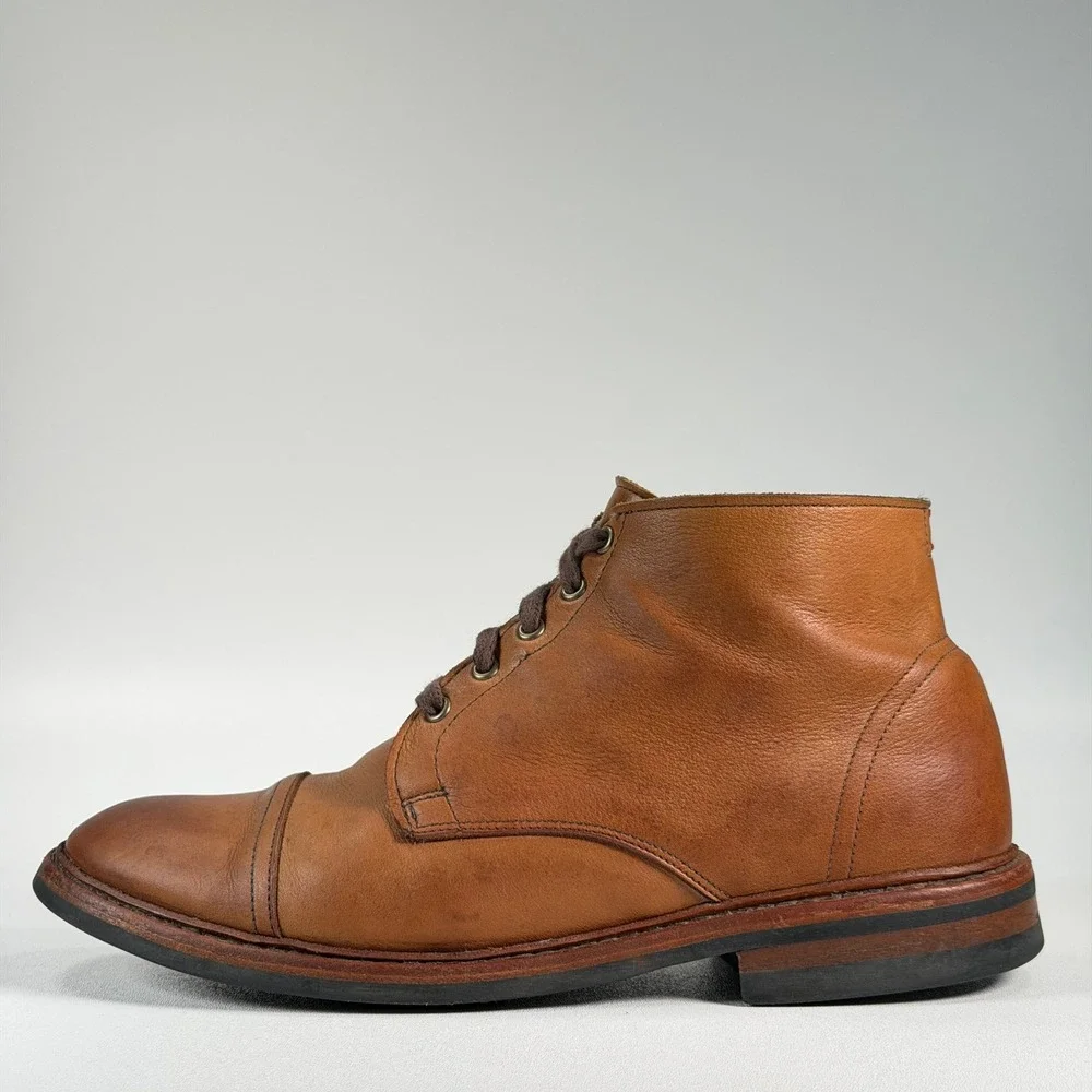 Allen Edmonds Patton Boots Mens 10 Brown Leather Cap Toe Lace Up Combat Dainite